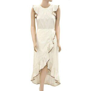 Saylor Anthropologie Yolanda Midi Dress Ric Rac Smocked Ruffle Cotton S 274794